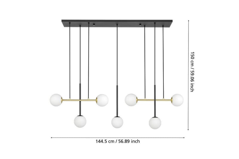 Takpendel Eglo Paz Opalvit/Svart Mässing med 7 Lampor - Belysning & el - Inomhusbelysning & lampor - Taklampa & takbelysning - Pendellampor & hänglampor