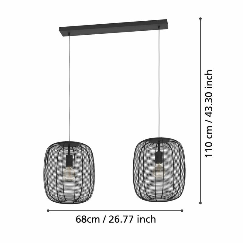 Takpendel Rinroe med 2 Lampor - 90 cm - Belysning & el - Inomhusbelysning & lampor - Taklampa & takbelysning - Pendellampor & hänglampor