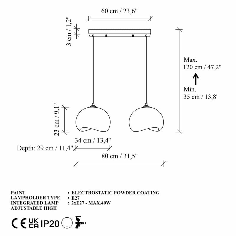Vyrel Pendellampa - Vit - Belysning & el - Inomhusbelysning & lampor - Taklampa & takbelysning - Kristallkrona & takkrona