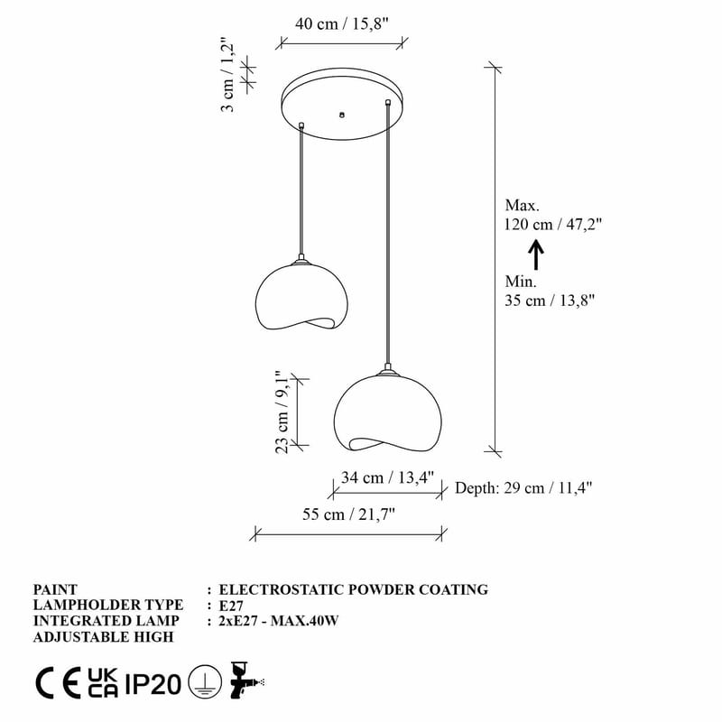 Vyrel Pendellampa - Liljevit - Belysning & el - Inomhusbelysning & lampor - Taklampa & takbelysning - Kristallkrona & takkrona