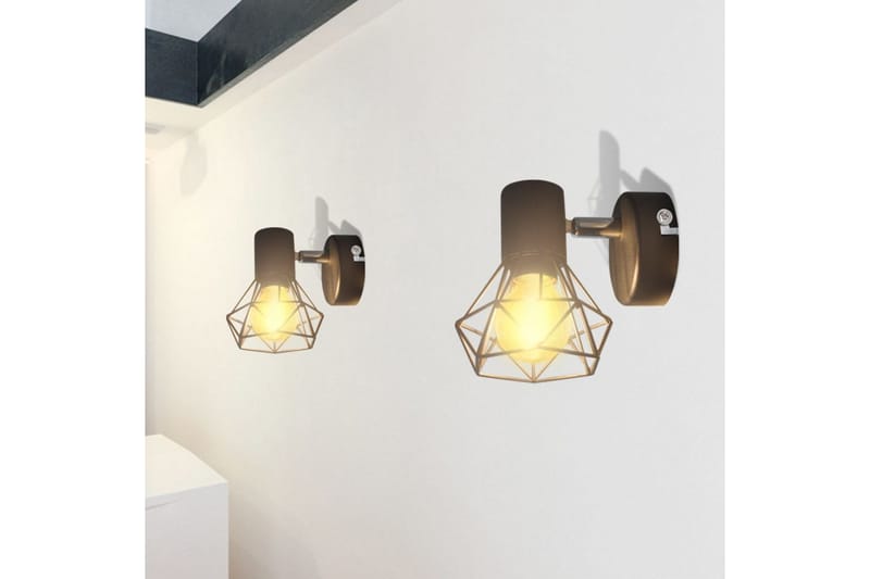 2 Vägglampor i industri-design med LED-glödlampor svart - Svart - Sänglampa vägg - Sovrumslampa - Vägglampa - Väggarmatur