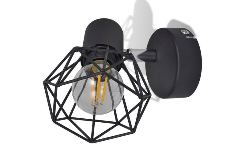2 Vägglampor i industri-design med LED-glödlampor svart - Svart - Sänglampa vägg - Sovrumslampa - V�ägglampa - Väggarmatur