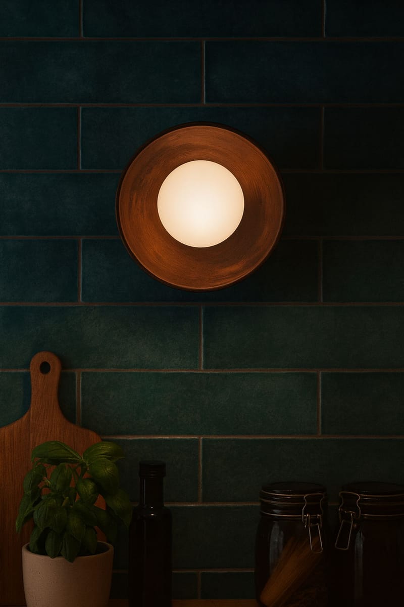 Beylin Vägglampa 24 cm Rund - Valnöt Vit - Belysning & el - Inomhusbelysning & lampor - Vägglampa