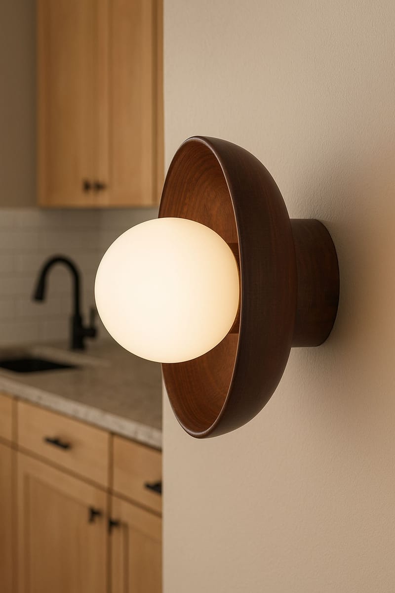 Beylin Vägglampa 24 cm Rund - Valnöt Vit - Belysning & el - Inomhusbelysning & lampor - Vägglampa