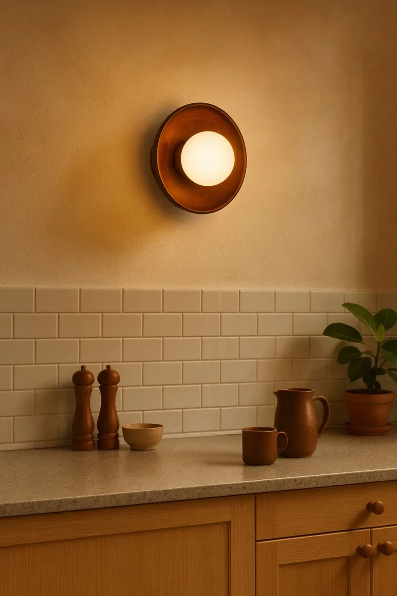 Beylin Vägglampa 24 cm Rund - Valnöt Vit - Belysning & el - Inomhusbelysning & lampor - Vägglampa