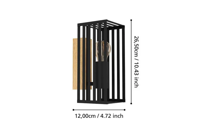 Vägglampa Eglo Cidraz Svart/Trä - Belysning & el - Inomhusbelysning & lampor - Vägglampa