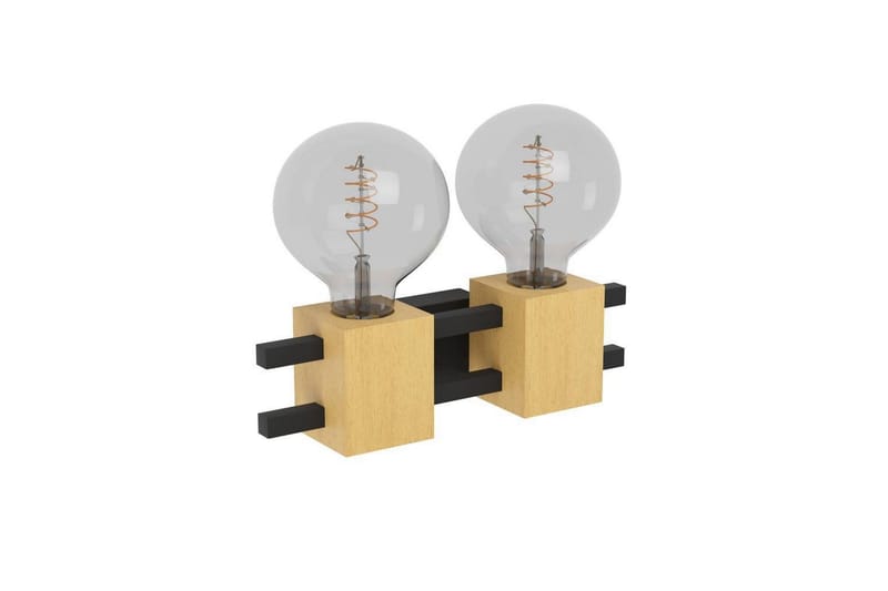Vägglampa Eglo Levantara Svart/Trä med 2 Lampor - Belysning & el - Inomhusbelysning & lampor - Vägglampa