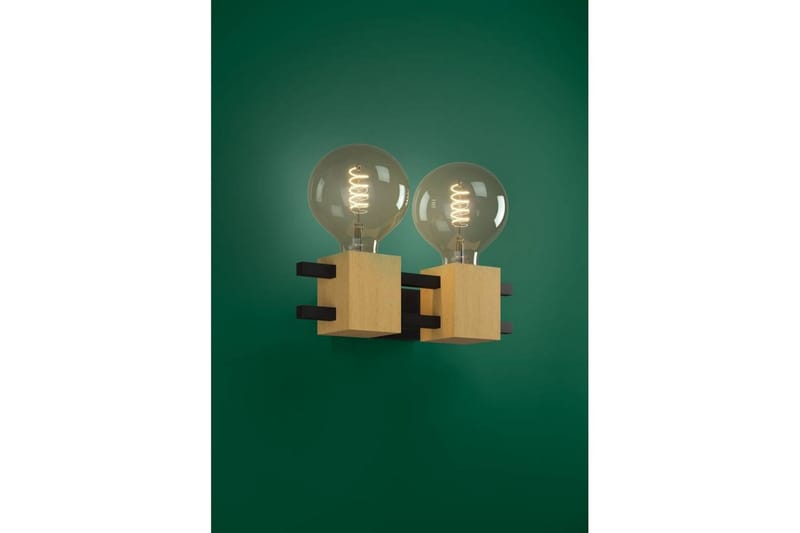 Vägglampa Eglo Levantara Svart/Trä med 2 Lampor - Belysning & el - Inomhusbelysning & lampor - Vägglampa