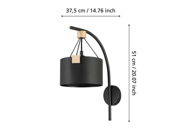 Vägglampa Eglo Potosi Svart/Trä - Belysning & el - Inomhusbelysning & lampor - Vägglampa