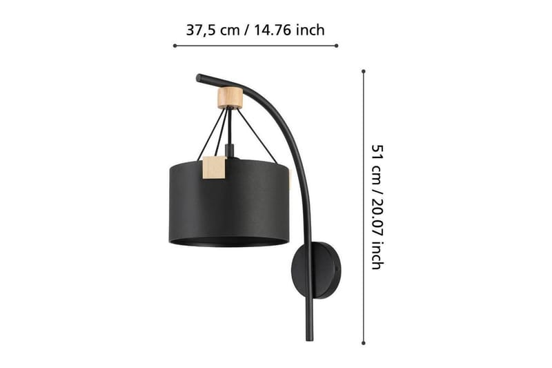 Vägglampa Eglo Potosi Svart/Trä - Belysning & el - Inomhusbelysning & lampor - Vägglampa
