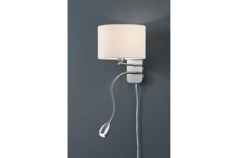 Hotel Vägglampa med läslampa E14 + LED vit, Vit