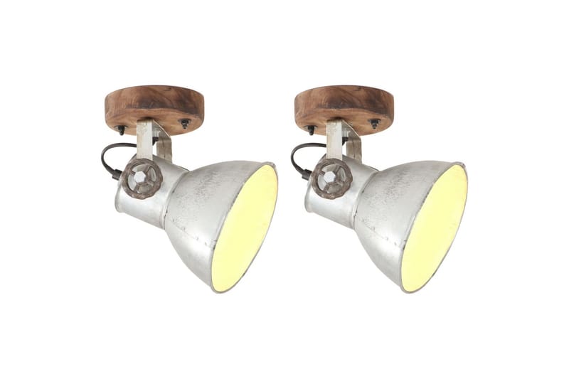 Industriell vägglampa/taklampa 2 st silver 20x25 cm E27 - Silver - Belysning & el - Inomhusbelysning & lampor - Vägglampa