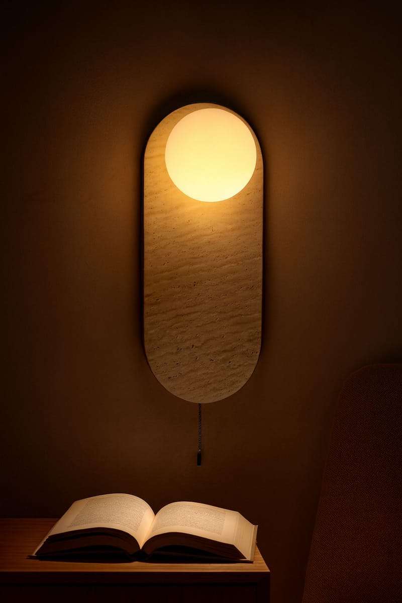 Kummer Vägglampa 10 cm Oval - Beige Och Vit - Belysning & el - Inomhusbelysning & lampor - Vägglampa