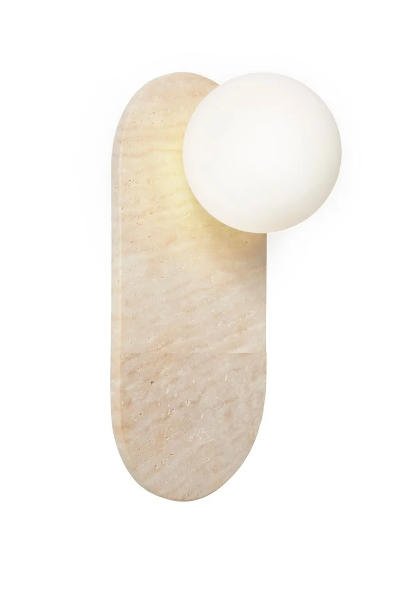 Kummer Vägglampa 10 cm Oval - Beige Och Vit - Belysning & el - Inomhusbelysning & lampor - Vägglampa