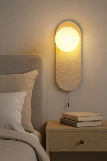 Kummer Vägglampa 10 cm Oval - Beige Och Vit - Belysning & el - Inomhusbelysning & lampor - Vägglampa