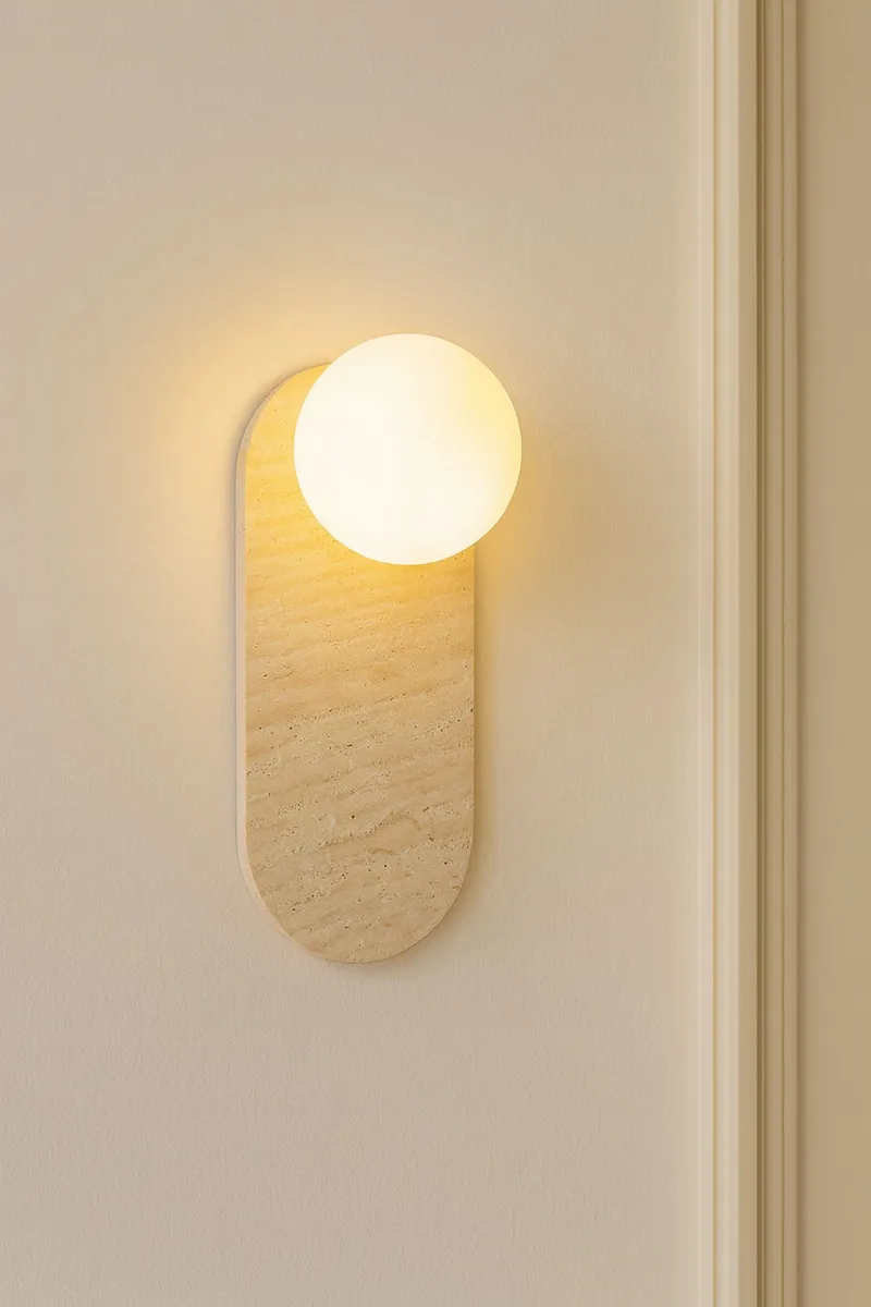 Kummer Vägglampa 10 cm Oval - Beige Och Vit - Belysning & el - Inomhusbelysning & lampor - Vägglampa