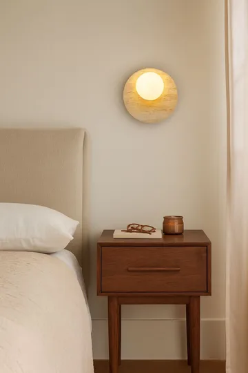 Kummer Vägglampa 10 cm Rund - Beige Och Vit - Belysning & el - Inomhusbelysning & lampor - Vägglampa