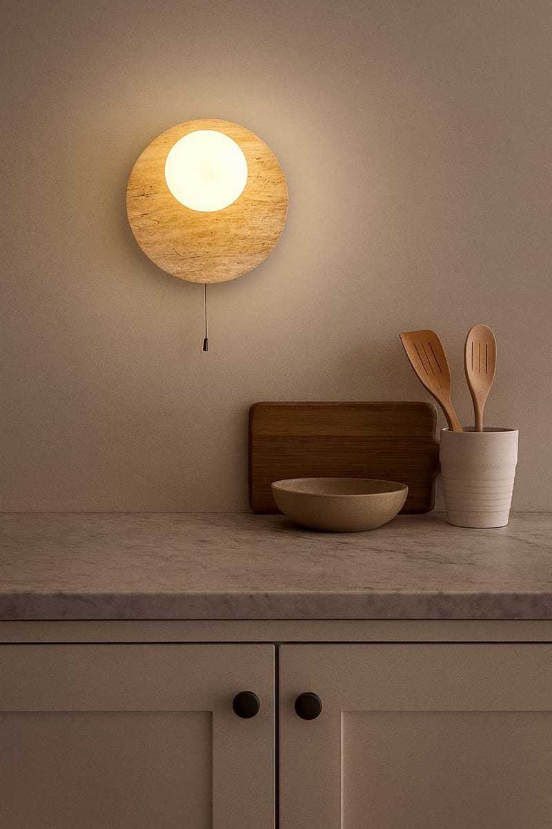 Kummer Vägglampa 10 cm Rund - Beige Och Vit - Belysning & el - Inomhusbelysning & lampor - Vägglampa