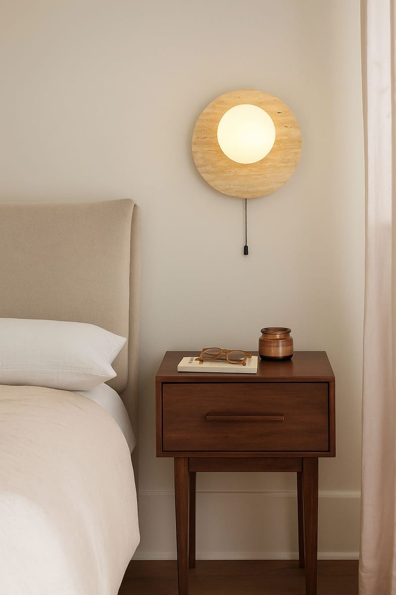 Kummer Vägglampa 10 cm Rund - Beige Och Vit - Belysning & el - Inomhusbelysning & lampor - Vägglampa