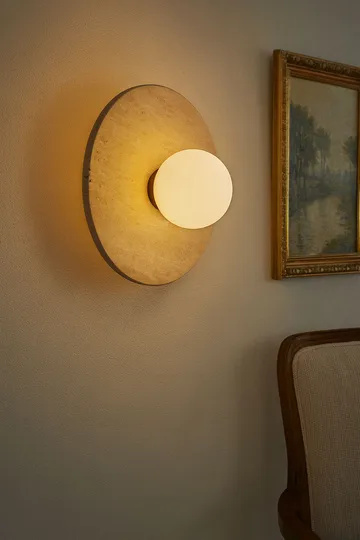Kummer Vägglampa 12 cm Rund - Beige Och Vit - Belysning & el - Inomhusbelysning & lampor - Vägglampa