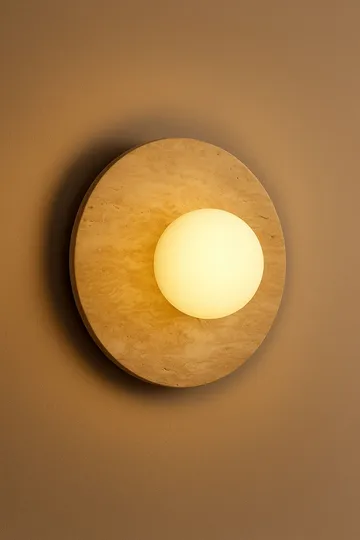 Kummer Vägglampa 12 cm Rund - Beige Och Vit - Belysning & el - Inomhusbelysning & lampor - Vägglampa