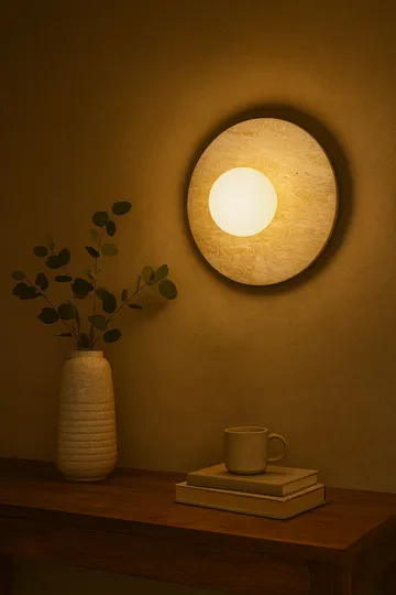 Kummer Vägglampa 12 cm Rund - Beige Och Vit - Belysning & el - Inomhusbelysning & lampor - Vägglampa