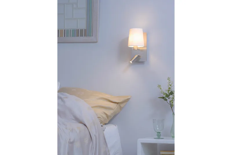 Marriot Vägglampa E27 + LED borstad stål/ vit - Borstad stål/Vit - Belysning & el - Inomhusbelysning & lampor - Vägglampa - Väggarmatur