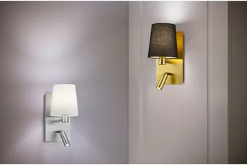 Marriot Vägglampa E27 + LED borstad stål/ vit - Borstad stål/Vit - Belysning & el - Inomhusbelysning & lampor - Vägglampa - Väggarmatur