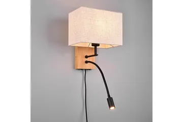 Nilam Vägglampa med läslampa 25 cm LED + E27 trä - Trä/Beige - Belysning & el - Inomhusbelysning & lampor - Vägglampa