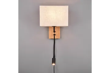Nilam Vägglampa med läslampa 25 cm LED + E27 trä - Trä/Beige - Belysning & el - Inomhusbelysning & lampor - Vägglampa