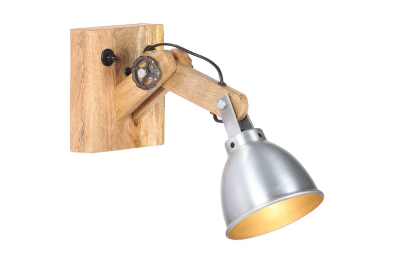 Vägglampa E27 silver massivt mangoträ och järn - Silver - Belysning & el - Inomhusbelysning & lampor - Vägglampa