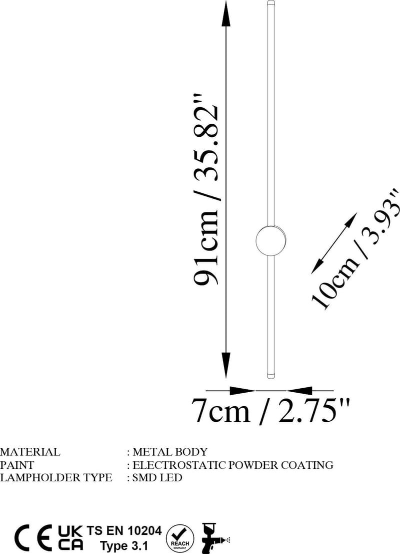 Vägglampa Glavo 91 cm - Svart - Belysning & el - Inomhusbelysning & lampor - Vägglampa