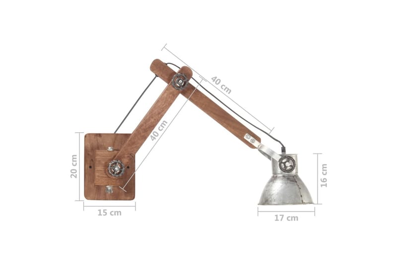 Vägglampa industriell stil silver rund E27 - Silver - Belysning & el - Inomhusbelysning & lampor - Vägglampa
