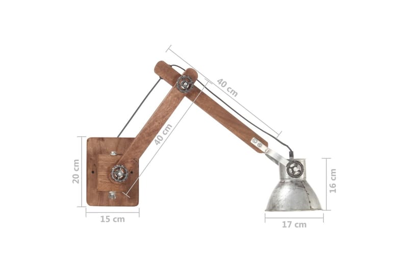 Vägglampa industriell stil silver rund E27 - Silver - Sänglampa vägg - Sovrumslampa - Vägglampa - Väggarmatur