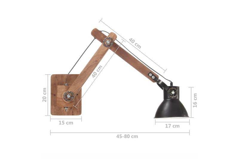 Vägglampa industriell stil svart rund E27 - Svart - Sänglampa vägg - Sovrumslampa - Vägglampa - Väggarmatur