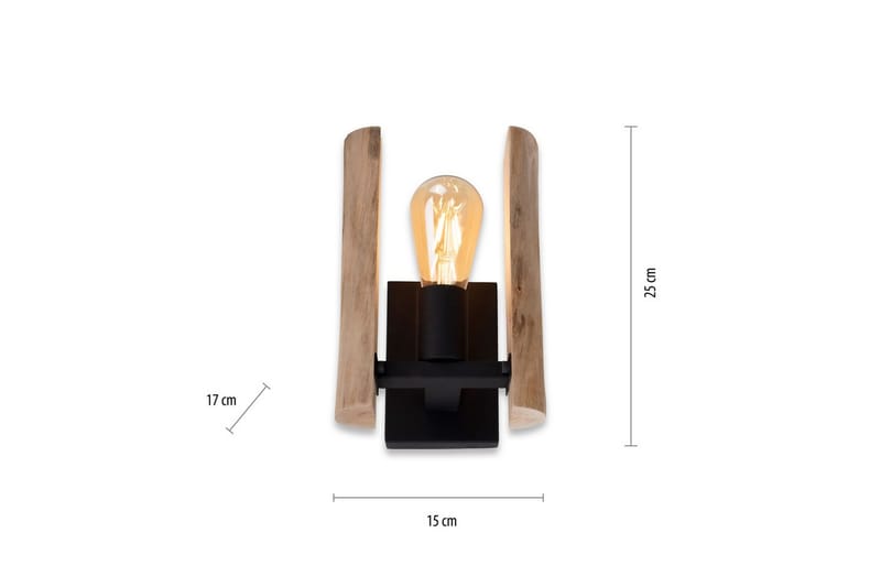 Vägglampa Log - 15x25x17 cm - Belysning & el - Inomhusbelysning & lampor - Vägglampa