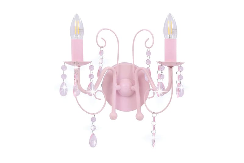 Vägglampa med pärlor rosa 2xE14-lampor - be Basic - Sänglampa vägg - Sovrumslampa - Vägglampa - Väggarmatur