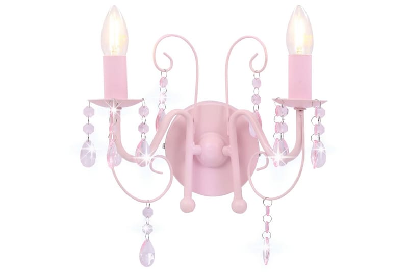 Vägglampa med pärlor rosa 2xE14-lampor - be Basic - Sänglampa vägg - Sovrumslampa - Vägglampa - Väggarmatur