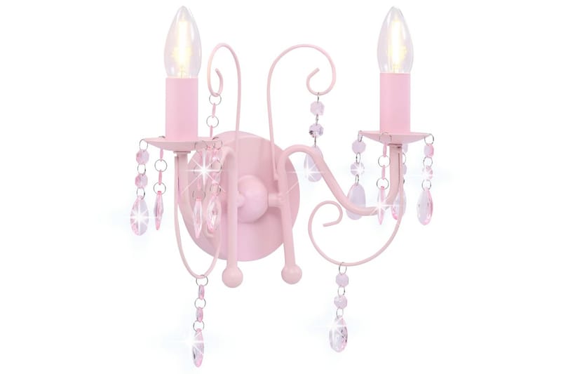 Vägglampa med pärlor rosa 2xE14-lampor - be Basic - Sänglampa vägg - Sovrumslampa - Vägglampa - Väggarmatur