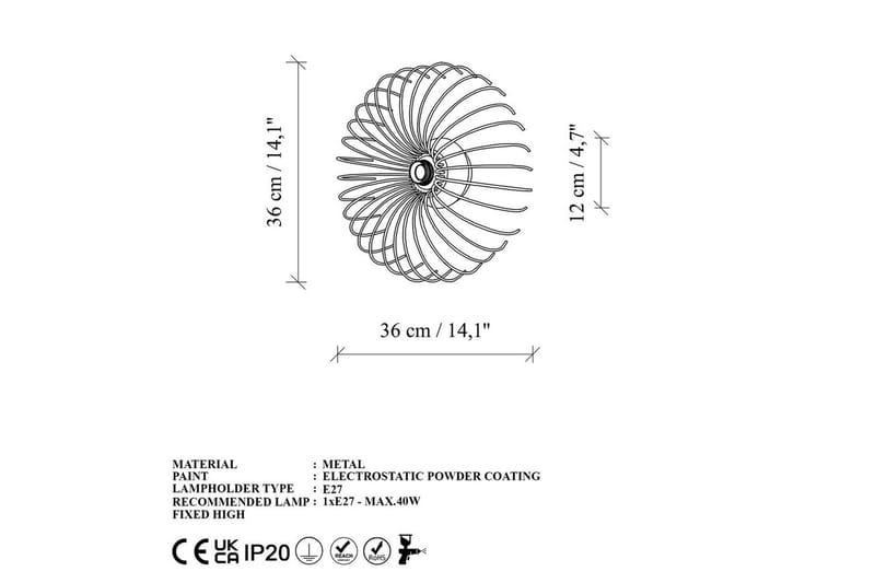 Vägglampa Sadortel Rany - 36 x 12 x 36 cm - Belysning & el - Inomhusbelysning & lampor - Vägglampa