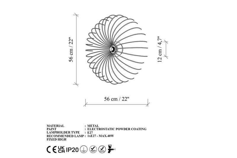 Vägglampa Sadortel Rany - 56 x 16 x 56 cm - Belysning & el - Inomhusbelysning & lampor - Vägglampa