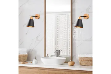 Vägglampa Sudalwani Svart / Ek - Svart / Ek - Belysning & el - Inomhusbelysning & lampor - Vägglampa