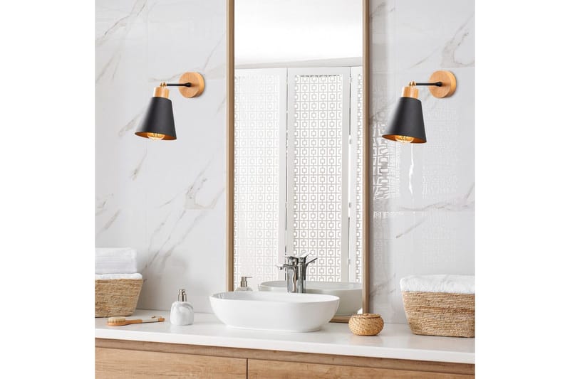 Vägglampa Sudalwani Svart / Ek - Svart / Ek - Belysning & el - Inomhusbelysning & lampor - Vägglampa