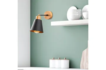 Vägglampa Sudalwani Svart / Ek - Svart / Ek - Belysning & el - Inomhusbelysning & lampor - Vägglampa