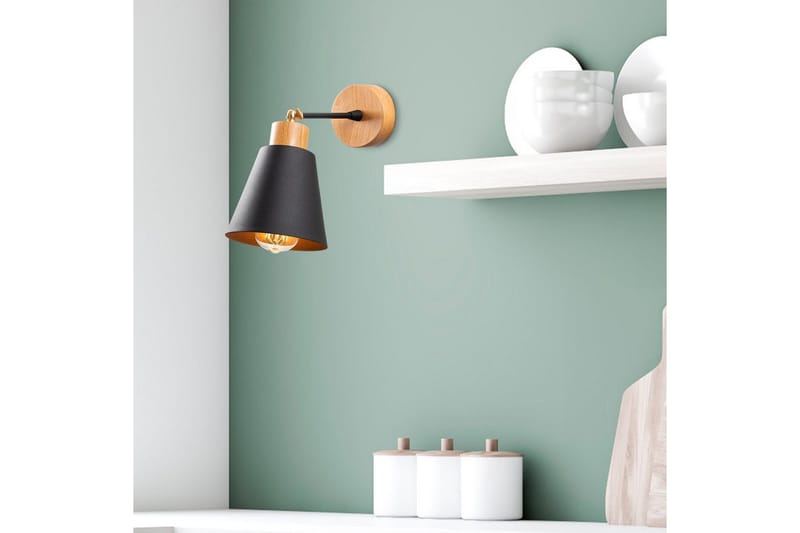 Vägglampa Sudalwani Svart / Ek - Svart / Ek - Belysning & el - Inomhusbelysning & lampor - Vägglampa