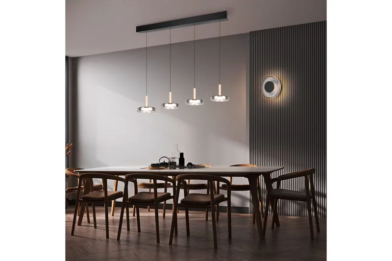 Vägglampa TRIO Celeste Mattsvart/kromad/trä - Mattsvart/kromad/trä - Belysning & el - Inomhusbelysning & lampor - Vägglampa