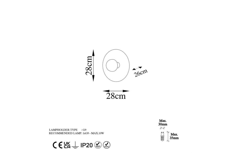 Vägglampa Zindale Koppar - 28 x 26 cm - Belysning & el - Inomhusbelysning & lampor - Vägglampa