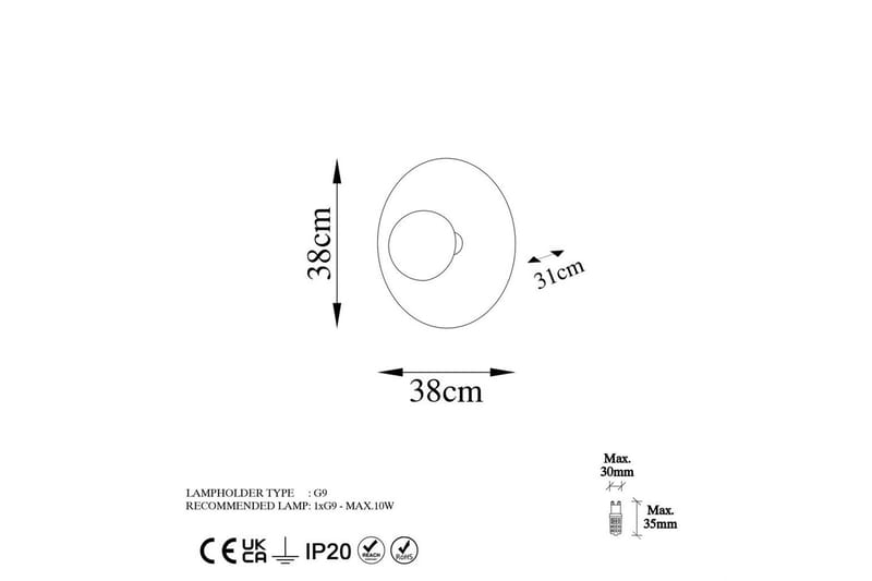 Vägglampa Zindale Koppar - 38 x 31 cm - Belysning & el - Inomhusbelysning & lampor - Vägglampa