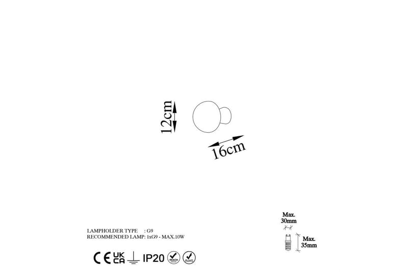 Vägglampa Polmar Rany - Diameter: 12 cm - Belysning & el - Inomhusbelysning & lampor - Vägglampa