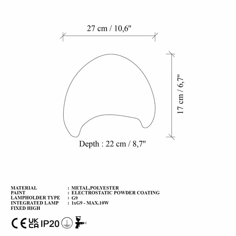 Vyrel Vägglampa 27 cm - Vit - Belysning & el - Inomhusbelysning & lampor - Vägglampa